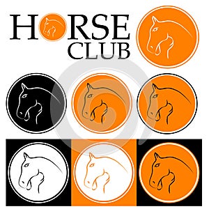 Horse face logo emblem template mascot symbol for business, shirt design or horce club. photo
