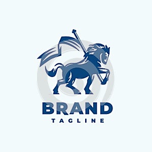 horse with flag logo design template Illustration