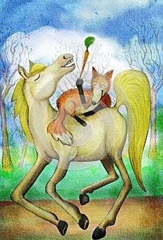 Horse and fox with carrot