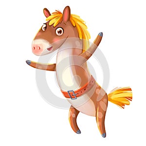 Horse fun jumps. Funny cartoon character