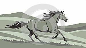 Horse galloping vector, dynamic animal in vector art vector design Generative AI photo