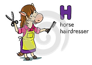 Horse hairdresser Animals with professions ABC. H