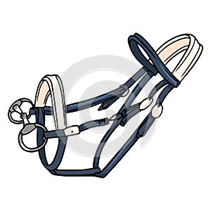 Horse harness bridle for riding vector illustration in cartoon style