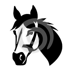 Horse head black silhouette isolated on white background. Vector illustration