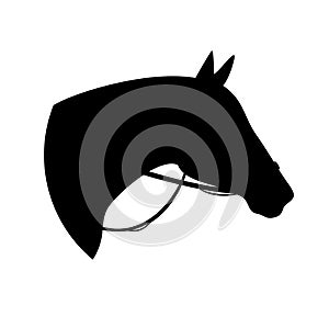 Horse head and bridle black silhouette