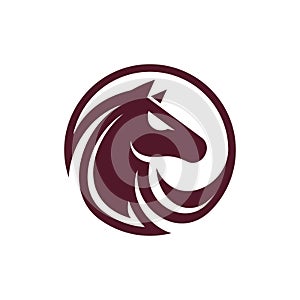 Horse Head Circle Logo Vector Icon Illustration, designs concept, logos, logotype element for template