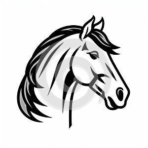 Bold Horse Head Icon: Striking Black And White Graphic Illustration