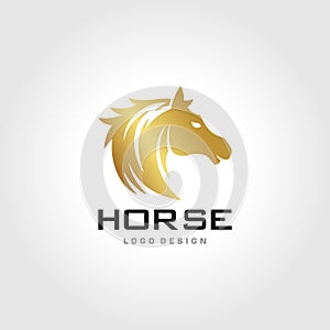 Horse head golden Logo Template design