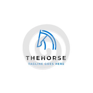 Horse head line art vector logo design. simple outline icon design