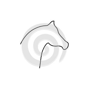 Horse head line icon. Farm animal continuous line drawn vector