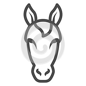 Horse head line icon, Farm animals concept, stallion symbol on white background, horse head silhouette icon in outline