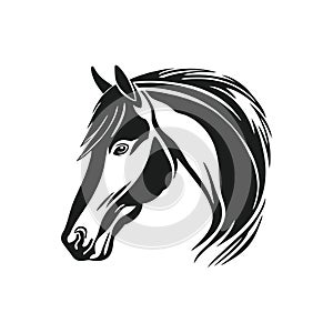 Horse head logo of animal silhouette Clipart