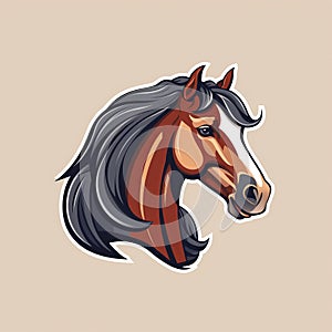 Dark Beige And Orange Horse Head Character Icon Illustration photo