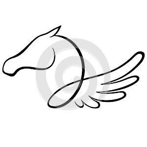 Horse head logo in ink style