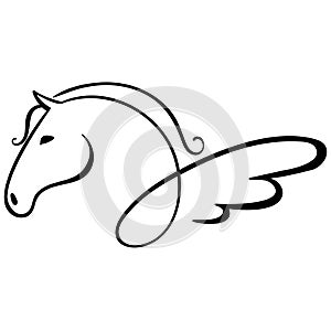 Horse head logo in ink style