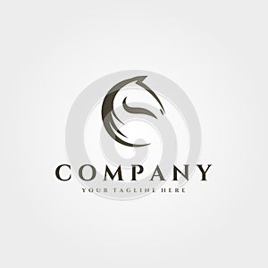 horse head logo vector vintage minimalist illustration design