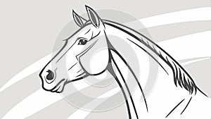 Horse head outline, elegant animal silhouette vector design Generative AI photo