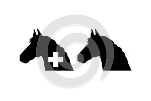 Horse head profile silhouette vector veterinarian logo