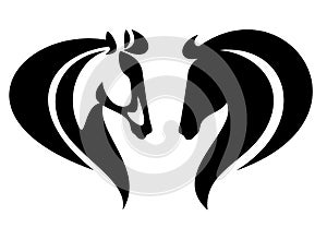 Horse head profile simple black and white vector design photo