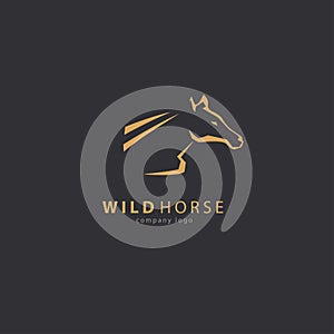 horse head profile stylized symbol, logo template