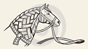 Horse head silhouette pattern, horse design, animal silhouette, equine art, patterned horse vector design Generative AI photo