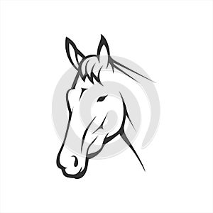 Horse head vector line art illustration. equestrian sport, or strong symbol. perfect for animal farm company