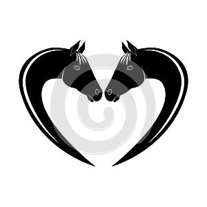 Horse Heart Silhouettes, on white vector tattoo