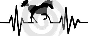 Horse heartbeat line with galloping horse