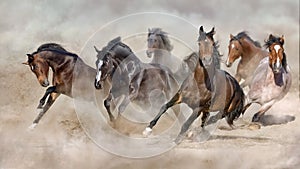 Horse herd in desert photo