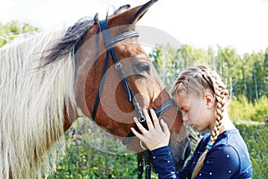 Horse and horse woman - little girl and her best friend