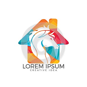 Horse and house logo design template.
