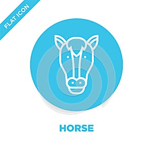 horse icon vector from animal head collection. Thin line horse outline icon vector  illustration. Linear symbol for use on web and