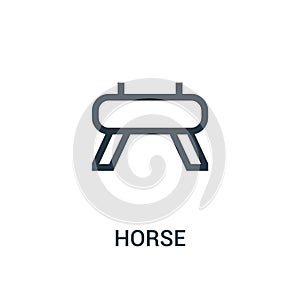horse icon vector from gym collection. Thin line horse outline icon vector illustration