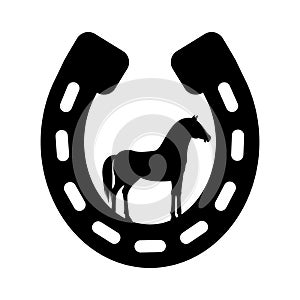 Horse icon vector. Horseshoe illustration sign. Stallion symbol or logo.