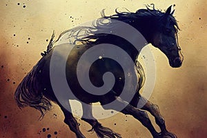 Horse illustration watercolor painting. photo