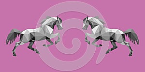 Horse, isolated image on a purple background  in low poly style
