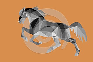 Horse, isolated  image on white background in low poly style