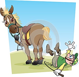 Horse And Jockey Cartoon