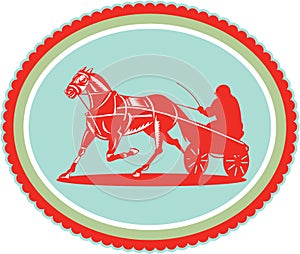 Horse and Jockey Harness Racing Rosette Retro