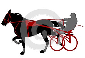 Horse and jockey harness racing silhouette
