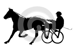 Horse and jockey harness racing silhouette photo