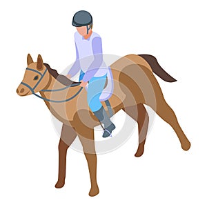 Horse jockey icon isometric vector. Competition animal