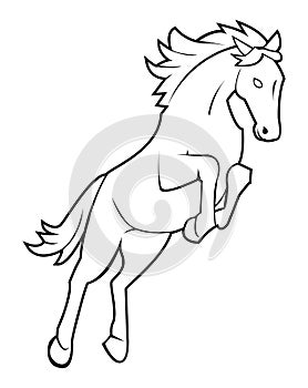 Horse Jump Black And White Vector Illustration