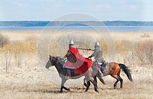 Un caballo caballero en armadura 