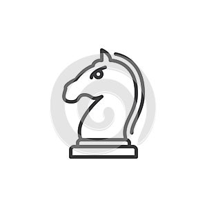 Horse, Knight piece in chess game line icon