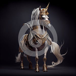 horse in knight& x27;s armor