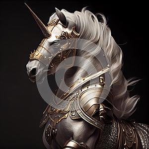 horse in knight& x27;s armor unicorn