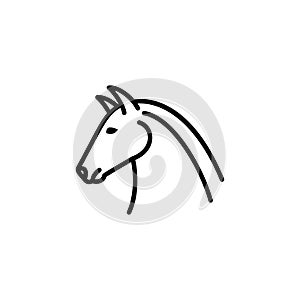 Horse Line Icon In A Simple Style. Vector sign in a simple style isolated on a white background. 64x64 pixel.