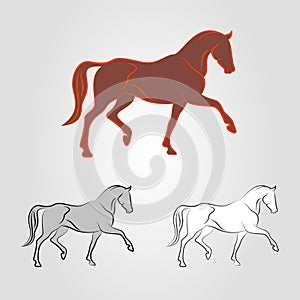 Horse logo. Mustang mascot. Perfect stallion. Calm pony. Noble steed icon. Race animal. Vector illustration photo
