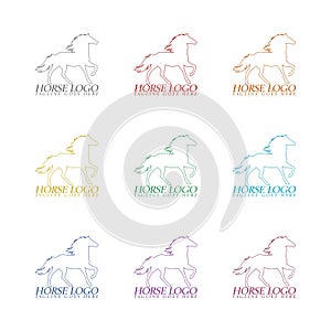 Horse logo template icon isolated on white background. Set icons colorful